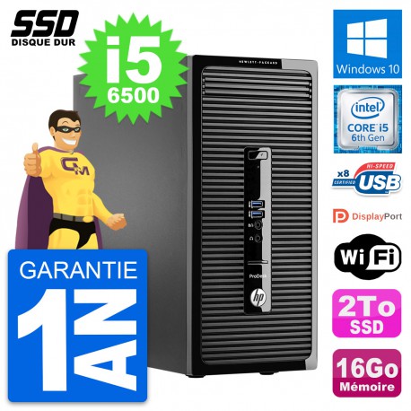 PC Tour HP ProDesk 400 G3 MT Intel Core i5-6500 RAM 16Go SSD 2To Windows 10 Wifi