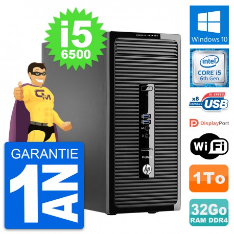 PC Tour HP ProDesk 400 G3 MT Intel i5-6500 RAM 32Go Disque 1To Windows 10 Wifi