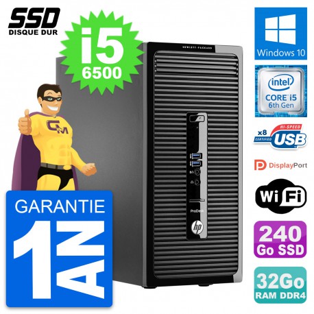 PC Tour HP ProDesk 400 G3 MT Intel i5-6500 RAM 32Go SSD 240Go Windows 10 Wifi