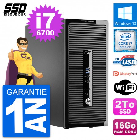 PC Tour HP ProDesk 400 G3 MT Intel Core i7-6700 RAM 16Go SSD 2To Windows 10 Wifi