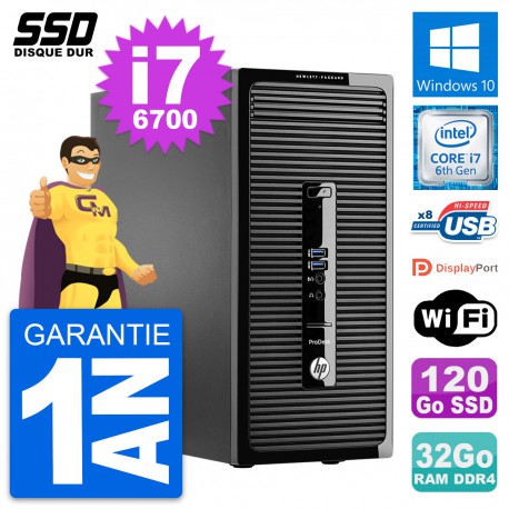 PC Tour HP ProDesk 400 G3 MT Intel i7-6700 RAM 32Go SSD 120Go Windows 10 Wifi