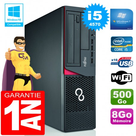PC Fujitsu Esprimo E720 E85+ SFF Core I5-4570 8Go Disque 500 Go Wifi W7