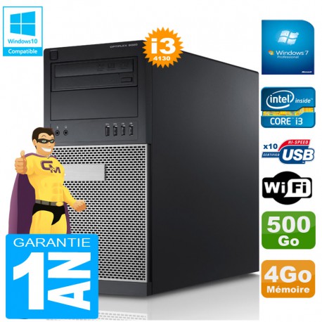 PC Tour DELL 9020 Core I3-4130 Ram 4Go Disque 500 Go Graveur DVD Wifi W7
