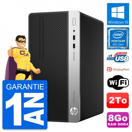 PC Tour HP ProDesk 400 G4 MT Pentium G4400 RAM 8Go Disque 2To Windows 10 Wifi