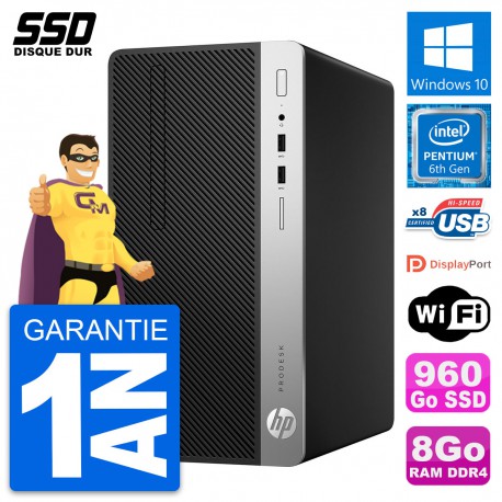 PC Tour HP ProDesk 400 G4 MT Pentium G4400 RAM 8Go SSD 960Go Windows 10 Wifi