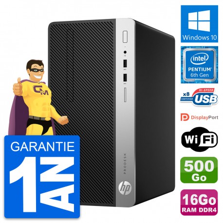 PC Tour HP ProDesk 400 G4 MT Pentium G4400 RAM 16Go Disque 500Go Windows 10 Wifi