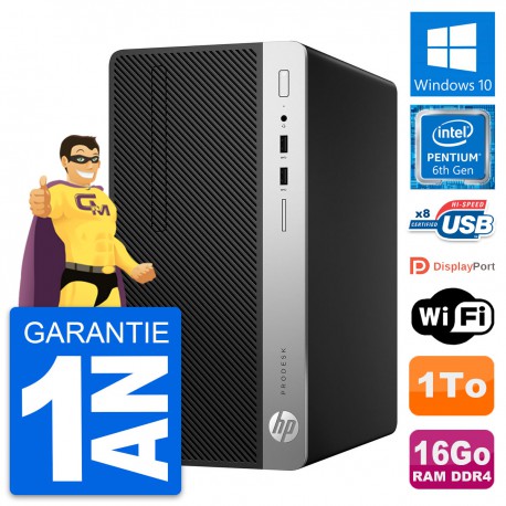 PC Tour HP ProDesk 400 G4 MT Pentium G4400 RAM 16Go Disque 1To Windows 10 Wifi