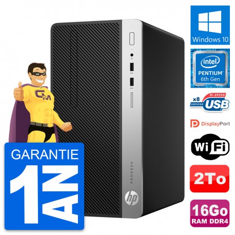 PC Tour HP ProDesk 400 G4 MT Pentium G4400 RAM 16Go Disque 2To Windows 10 Wifi