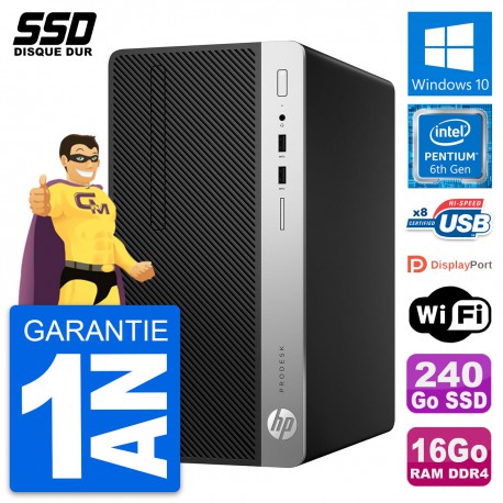 PC Tour HP ProDesk 400 G4 MT Pentium G4400 RAM 16Go SSD 240Go Windows 10 Wifi