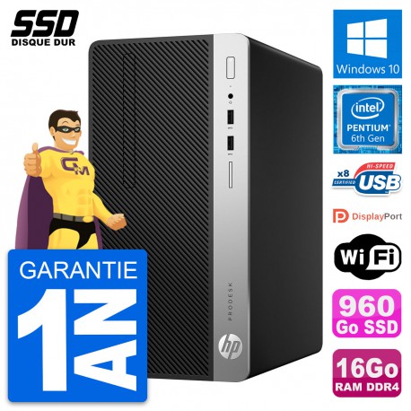 PC Tour HP ProDesk 400 G4 MT Pentium G4400 RAM 16Go SSD 960Go Windows 10 Wifi