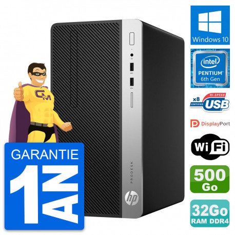 PC Tour HP ProDesk 400 G4 MT Pentium G4400 RAM 32Go Disque 500Go Windows 10 Wifi