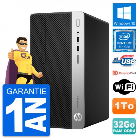 PC Tour HP ProDesk 400 G4 MT Intel G4400 RAM 32Go Disque Dur 1To Windows 10 Wifi