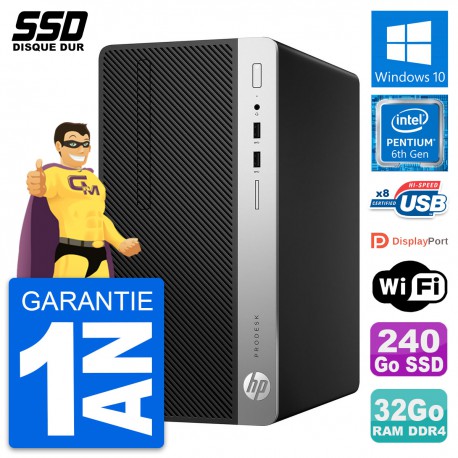 PC Tour HP ProDesk 400 G4 MT Pentium G4400 RAM 32Go SSD 240Go Windows 10 Wifi