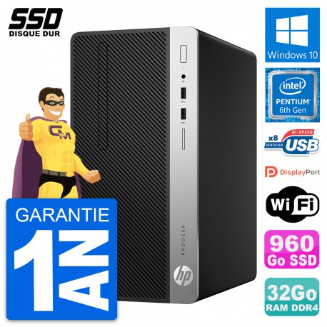 PC Tour HP ProDesk 400 G4 MT Pentium G4400 RAM 32Go SSD 960Go Windows 10 Wifi