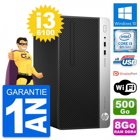 PC Tour HP ProDesk 400 G4 MT Intel i3-6100 RAM 8Go Disque 500Go Windows 10 Wifi