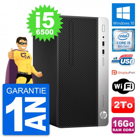 PC Tour HP ProDesk 400 G4 MT Intel i5-6500 RAM 16Go Disque 2To Windows 10 Wifi