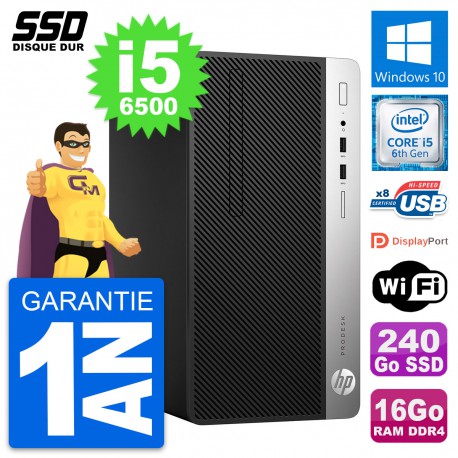 PC Tour HP ProDesk 400 G4 MT Intel i5-6500 RAM 16Go SSD 240Go Windows 10 Wifi