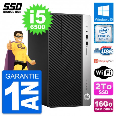 PC Tour HP ProDesk 400 G4 MT Intel Core i5-6500 RAM 16Go SSD 2To Windows 10 Wifi