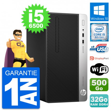 PC Tour HP ProDesk 400 G4 MT Intel i5-6500 RAM 32Go Disque 500Go Windows 10 Wifi