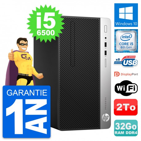 PC Tour HP ProDesk 400 G4 MT Intel i5-6500 RAM 32Go Disque 2To Windows 10 Wifi