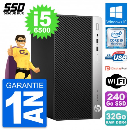 PC Tour HP ProDesk 400 G4 MT Intel i5-6500 RAM 32Go SSD 240Go Windows 10 Wifi