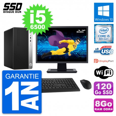 PC Tour HP 400 G4 MT Ecran 22" Intel i5-6500 RAM 8Go SSD 120Go Windows 10 Wifi
