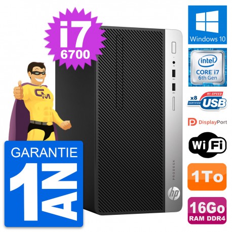 PC Tour HP ProDesk 400 G4 MT Intel i7-6700 RAM 16Go Disque 1To Windows 10 Wifi