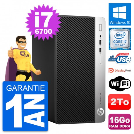 PC Tour HP ProDesk 400 G4 MT Intel i7-6700 RAM 16Go Disque 2To Windows 10 Wifi