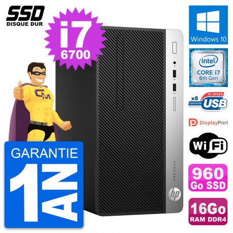 PC Tour HP ProDesk 400 G4 MT Intel i7-6700 RAM 16Go SSD 960Go Windows 10 Wifi