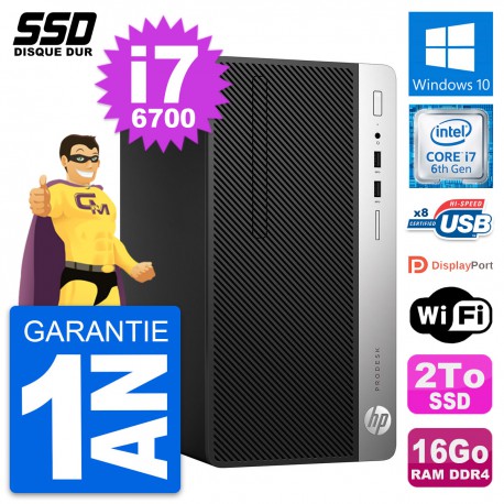 PC Tour HP ProDesk 400 G4 MT Intel Core i7-6700 RAM 16Go SSD 2To Windows 10 Wifi