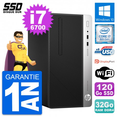 PC Tour HP ProDesk 400 G4 MT Intel i7-6700 RAM 32Go SSD 120Go Windows 10 Wifi