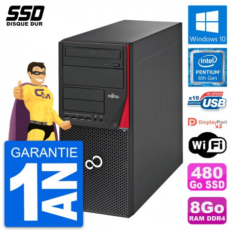 PC Tour Fujitsu Esprimo P756 MT Pentium G4400 RAM 8Go SSD 480Go Windows 10 Wifi