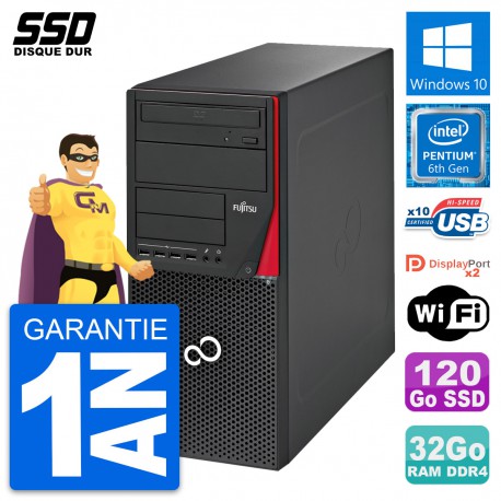 PC Tour Fujitsu Esprimo P756 MT Intel G4400 RAM 32Go SSD 120Go Windows 10 Wifi