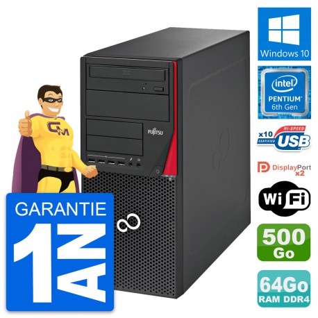 PC Tour Fujitsu Esprimo P756 MT G4400 RAM 64Go Disque 500Go Windows 10 Wifi