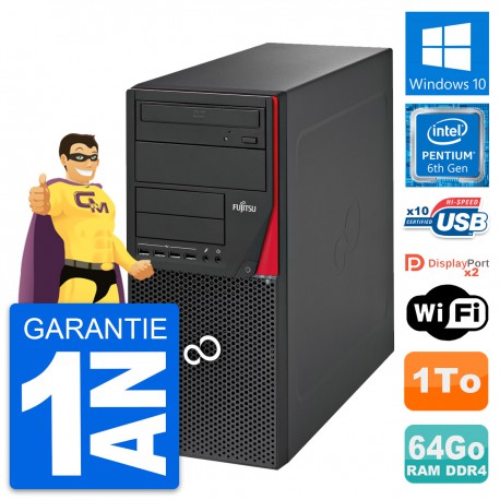 PC Tour Fujitsu Esprimo P756 MT Intel G4400 RAM 64Go Disque 1To Windows 10 Wifi