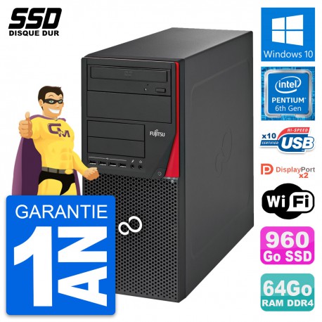 PC Tour Fujitsu Esprimo P756 MT Intel G4400 RAM 64Go SSD 960Go Windows 10 Wifi