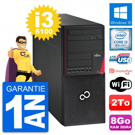 PC Tour Fujitsu Esprimo P756 MT Intel i3-6100 RAM 8Go Disque 2To Windows 10 Wifi