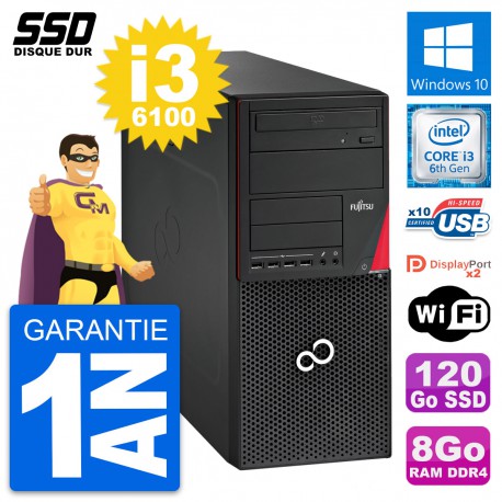 PC Tour Fujitsu Esprimo P756 MT Intel i3-6100 RAM 8Go SSD 120Go Windows 10 Wifi