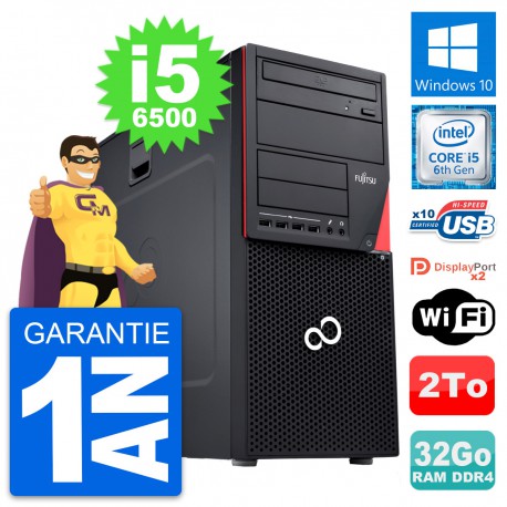PC Tour Fujitsu Esprimo P756 MT Core i5-6500 RAM 32Go Disque 2To Windows 10 Wifi