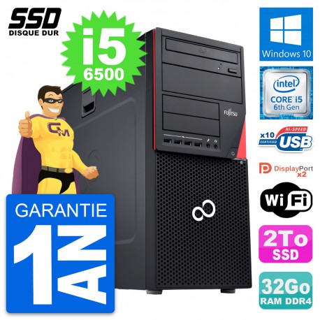 PC Tour Fujitsu Esprimo P756 MT Intel i5-6500 RAM 32Go SSD 2To Windows 10 Wifi