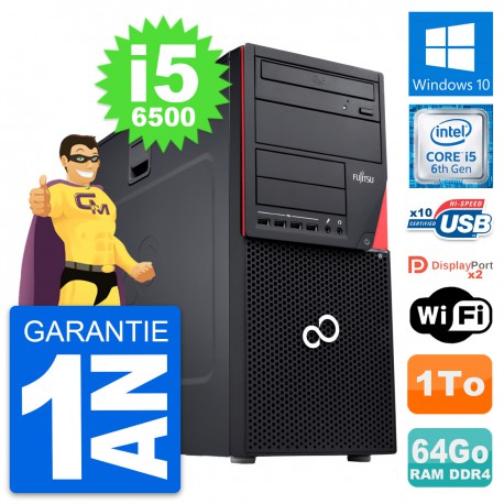 PC Tour Fujitsu Esprimo P756 MT Core i5-6500 RAM 64Go Disque 1To Windows 10 Wifi