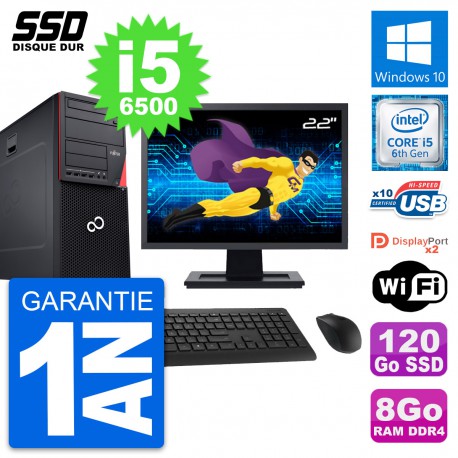 PC Tour Fujitsu P756 Ecran 22" Intel i5-6500 RAM 8Go SSD 120Go Windows 10 Wifi