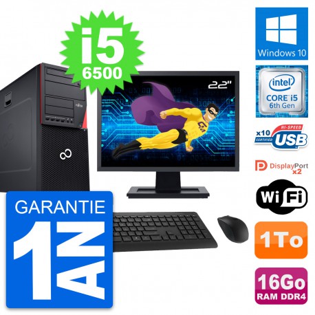 PC Tour Fujitsu P756 Ecran 22" Intel i5-6500 RAM 16Go Disque 1To Windows 10 Wifi