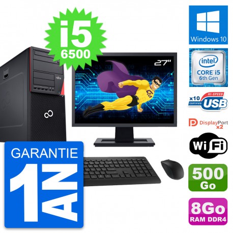 PC Tour Fujitsu P756 Ecran 27" Core i5-6500 RAM 8Go Disque 500Go Windows 10 Wifi
