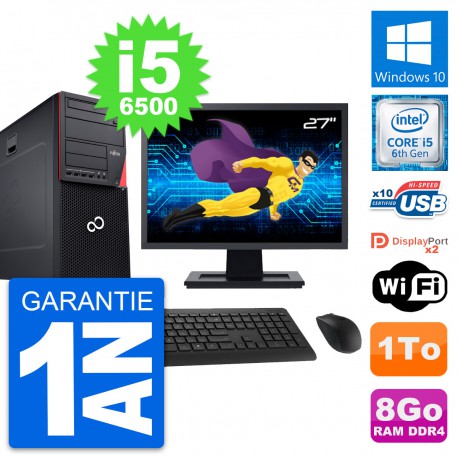 PC Tour Fujitsu P756 Ecran 27" Intel i5-6500 RAM 8Go Disque 1To Windows 10 Wifi