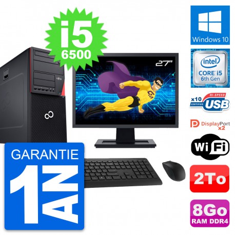 PC Tour Fujitsu P756 Ecran 27" Intel i5-6500 RAM 8Go Disque 2To Windows 10 Wifi