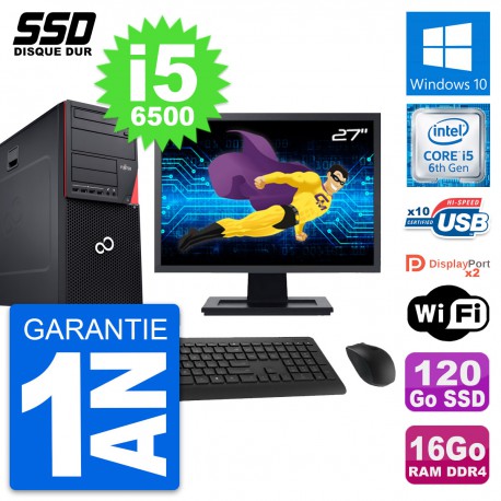 PC Tour Fujitsu P756 Ecran 27" Intel i5-6500 RAM 16Go SSD 120Go Windows 10 Wifi