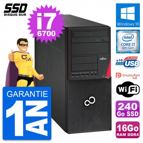PC Tour Fujitsu Esprimo P756 MT Intel i7-6700 RAM 16Go SSD 240Go Windows 10 Wifi