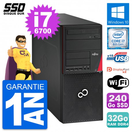 PC Tour Fujitsu Esprimo P756 MT Intel i7-6700 RAM 32Go SSD 240Go Windows 10 Wifi