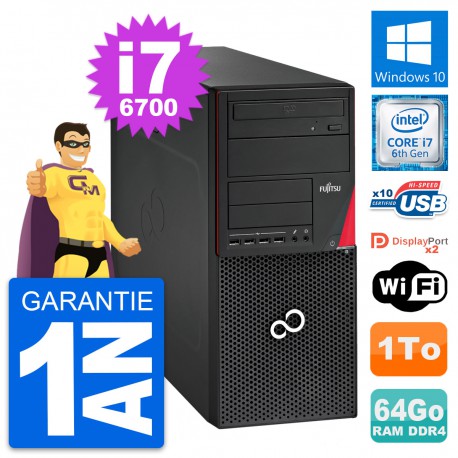 PC Tour Fujitsu Esprimo P756 MT Core i7-6700 RAM 64Go Disque 1To Windows 10 Wifi
